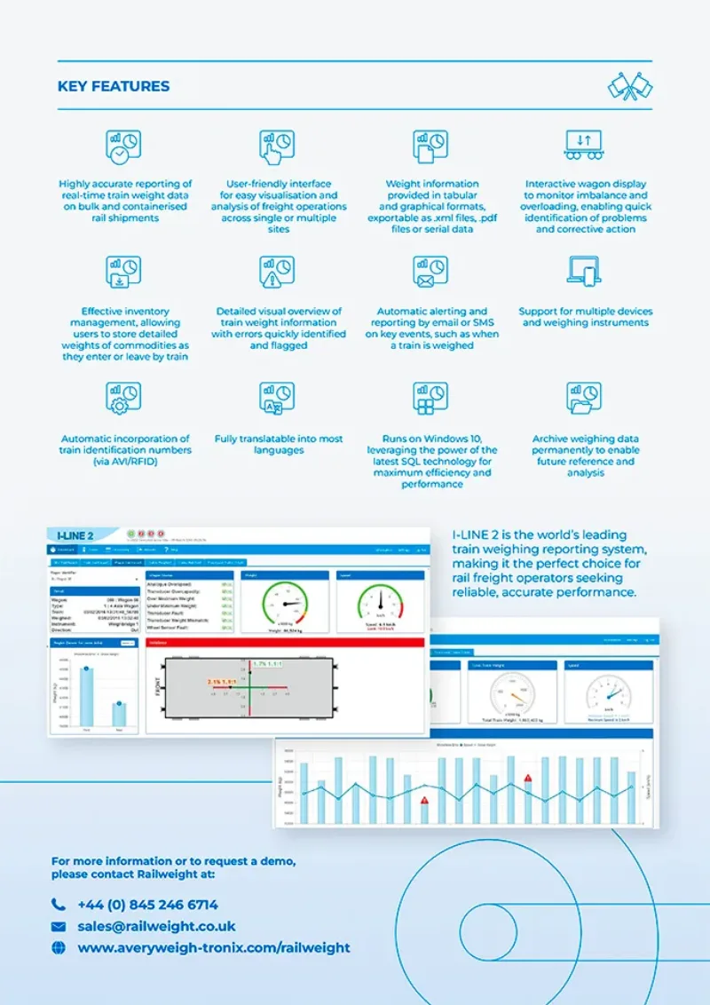 Railweight I-Line 2 Rail Weighing Software Spec Sheet