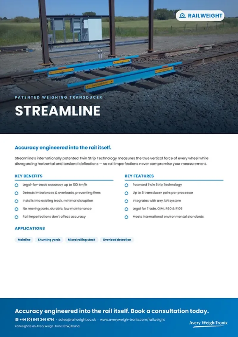Railweight Streamline Patented Train Weighing Transducer Flyer